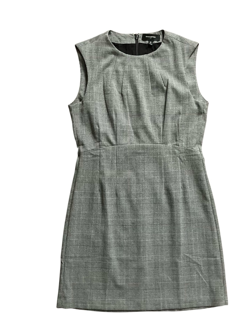 Banana Republic Prince of Wales Plaid Sleeveless Sheath Dress Women’s 12 Gray